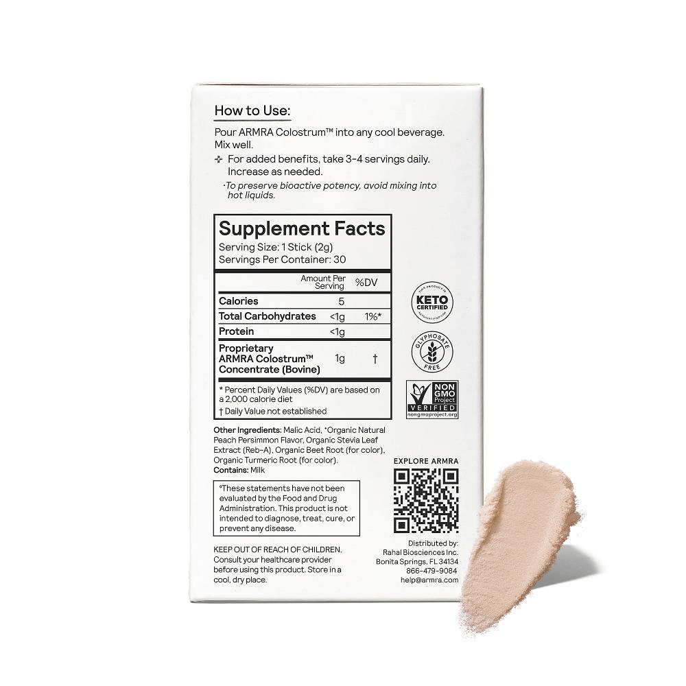 ARMRA Colostrum Peach Persimmon Travel Sticks